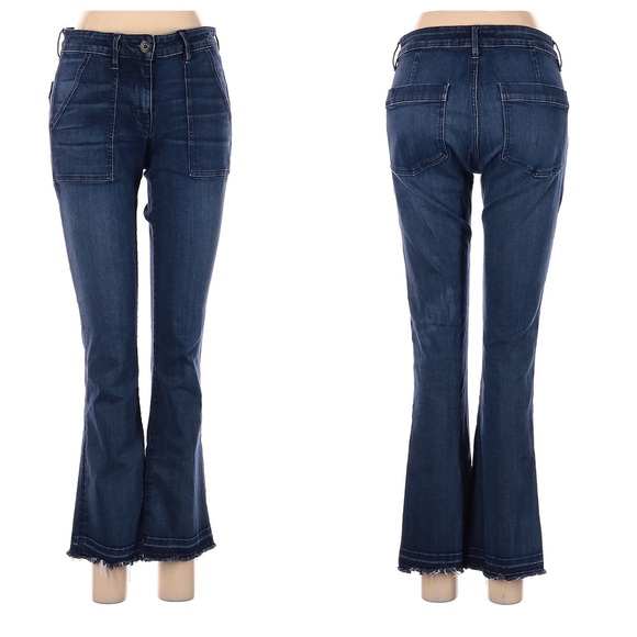 Anthropologie 3x1 Mid Rise Cargo pocket Cropped kick boot Jeans Size 26 - Picture 2 of 11